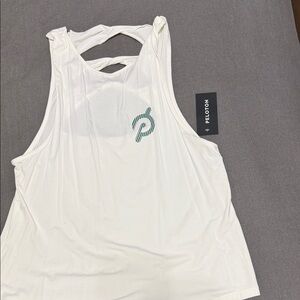 Peloton White Racerback Tank with Green Logo
